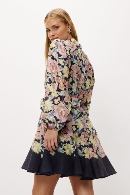 Robe Évasée Imprimée avec Ceinture Élégante Olivia