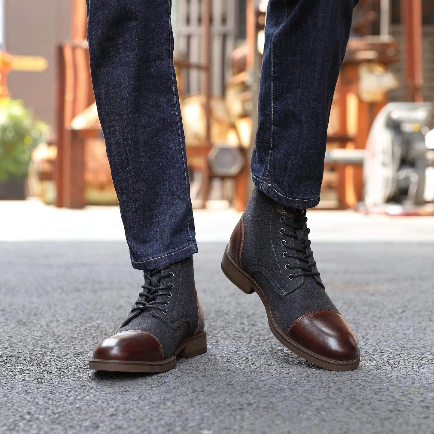 Bottines en cuir rétro Lancelot avec lacets