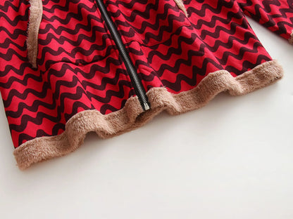 Manteau Élégant à Capuche Doublé en Fleece - Modèle Parisien