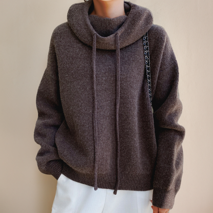 Élégance Pure - Pull en laine mérinos pour femme, col roulé de luxe