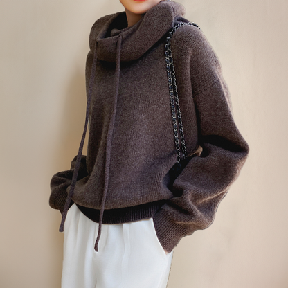 Élégance Pure - Pull en laine mérinos pour femme, col roulé de luxe