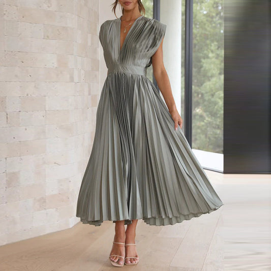 Élodine Robe sans manches à col en V pour femmes élégantes