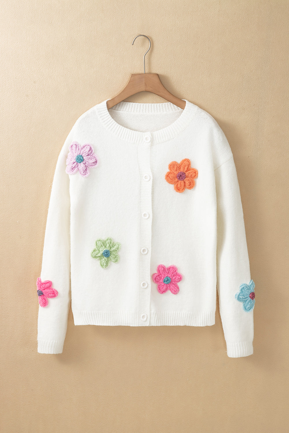 Élodie - Cardigan Tricoté Floral Chic avec Boutons