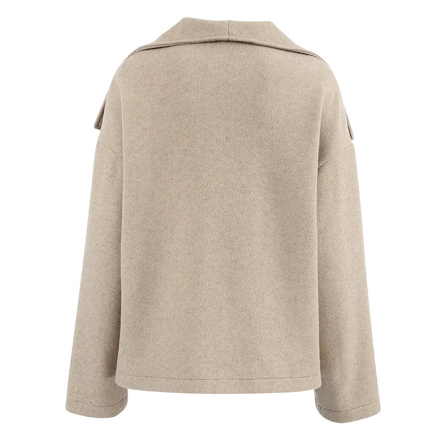 Manteau Élégance – Veste Longue à Manches Pleines en Couleur Unie