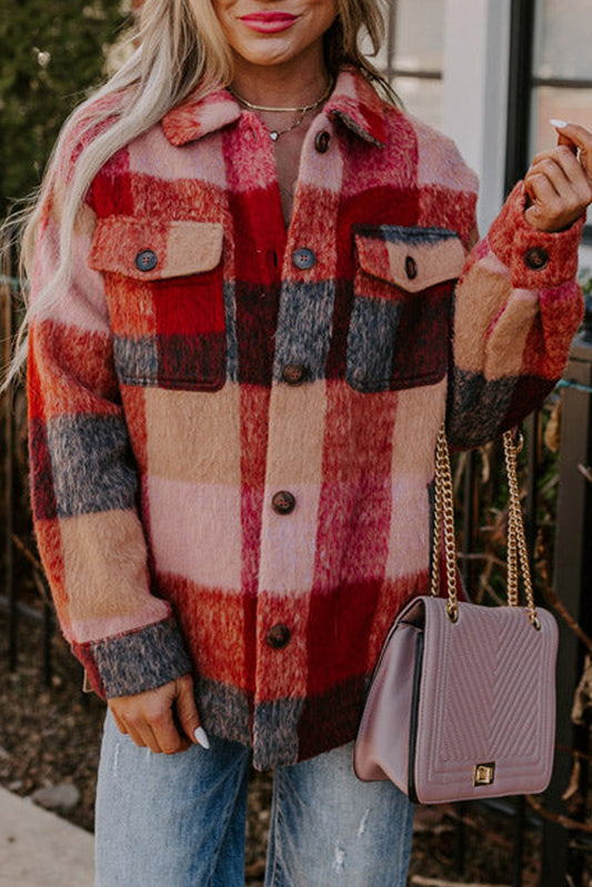 Valoria Veste Oversize Élégante à Motif Carreaux