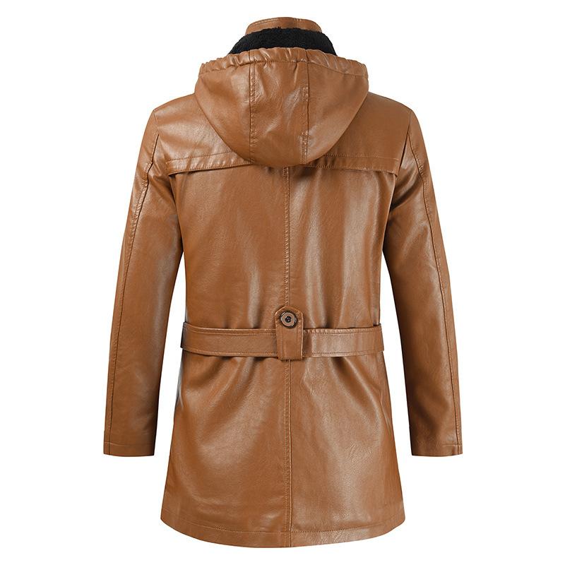 Manteau en cuir haut de gamme avec capuche - Modèle Légendaire Noir by Olino