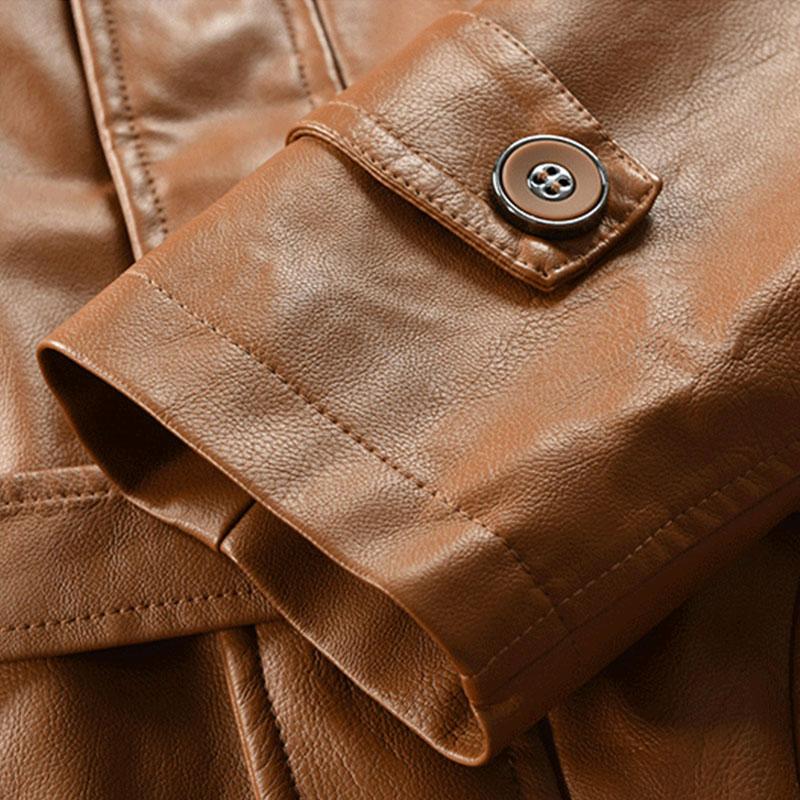 Manteau en cuir haut de gamme avec capuche - Modèle Légendaire Noir by Olino