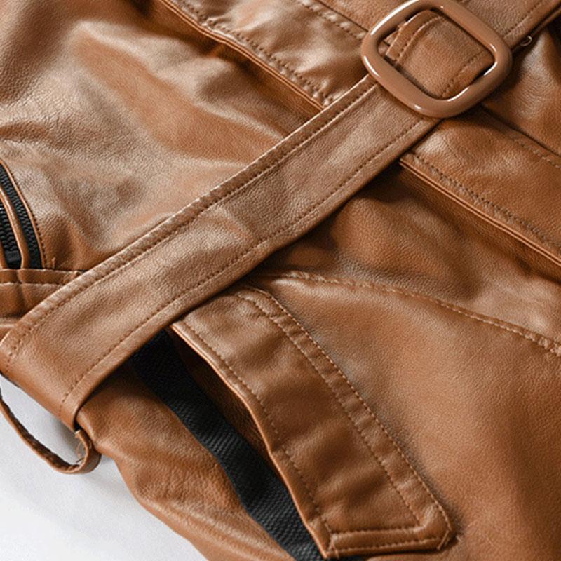 Manteau en cuir haut de gamme avec capuche - Modèle Légendaire Noir by Olino
