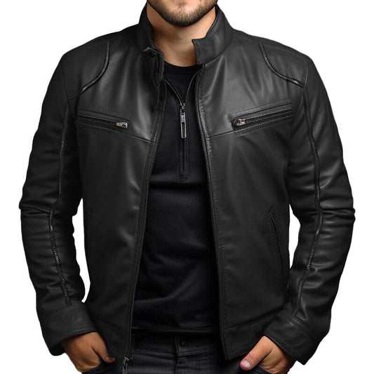Véritable Élégance - Jacket en Cuir Vintage Haut de Gamme pour Homme