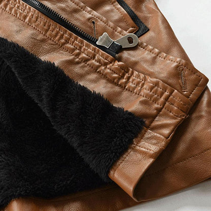 Manteau en cuir haut de gamme avec capuche - Modèle Légendaire Noir by Olino