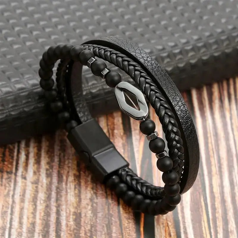 Bracelet en cuir raffiné - Élégance intemporelle