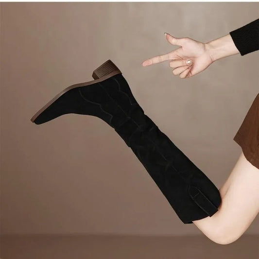 Vibrance - Bottines en cuir velours à détails élégants et volants