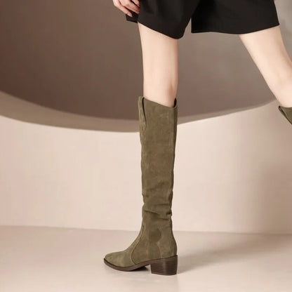 Vibrance - Bottines en cuir velours à détails élégants et volants