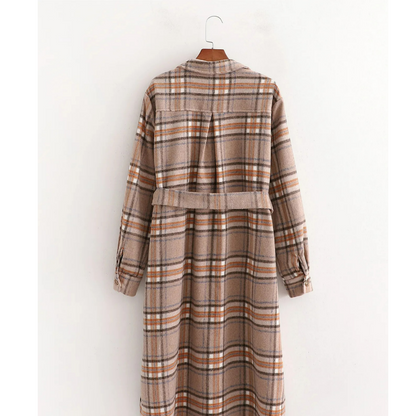 Mirelle - Manteau élégant à motifs à carreaux pour femme