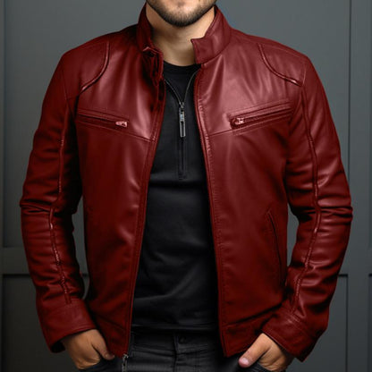 Véritable Élégance - Jacket en Cuir Vintage Haut de Gamme pour Homme