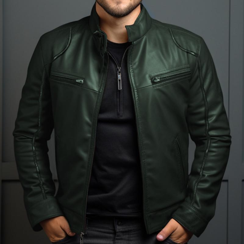Véritable Élégance - Jacket en Cuir Vintage Haut de Gamme pour Homme