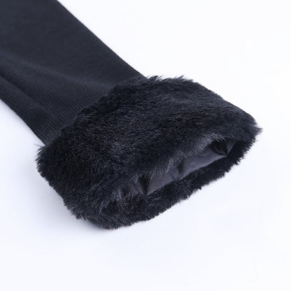 Luxeara - Pull Haut court en laine douce avec col en fourrure et boutons raffinés