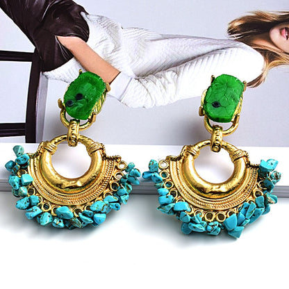 Boucles d'oreilles pendantes vintage bohème faites à la main et ornées de strass