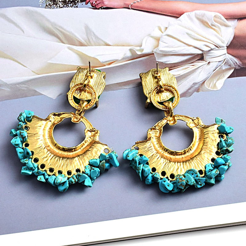Boucles d'oreilles pendantes vintage bohème faites à la main et ornées de strass