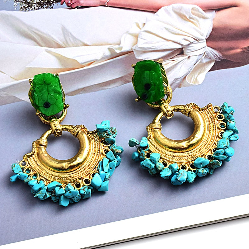 Boucles d'oreilles pendantes vintage bohème faites à la main et ornées de strass