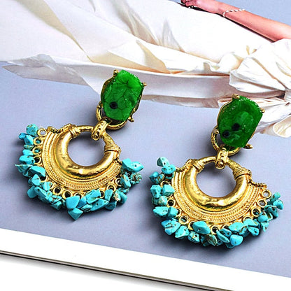 Boucles d'oreilles pendantes vintage bohème faites à la main et ornées de strass