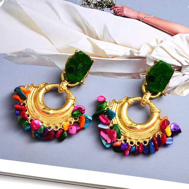 Boucles d'oreilles pendantes vintage bohème faites à la main et ornées de strass