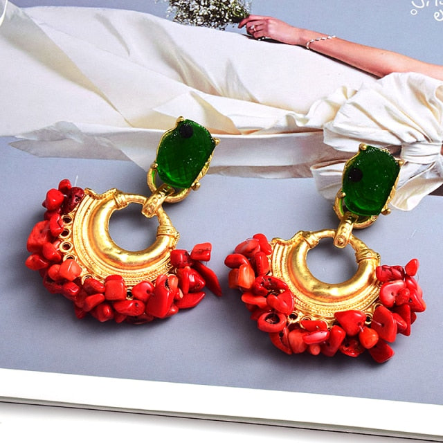 Boucles d'oreilles pendantes vintage bohème faites à la main et ornées de strass