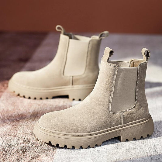 Velours Chic - Bottines en daim à tige élastiquée pour femmes