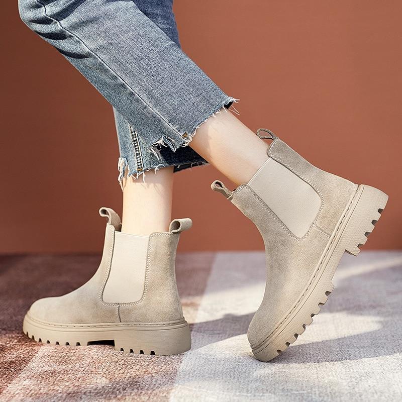 Velours Chic - Bottines en daim à tige élastiquée pour femmes